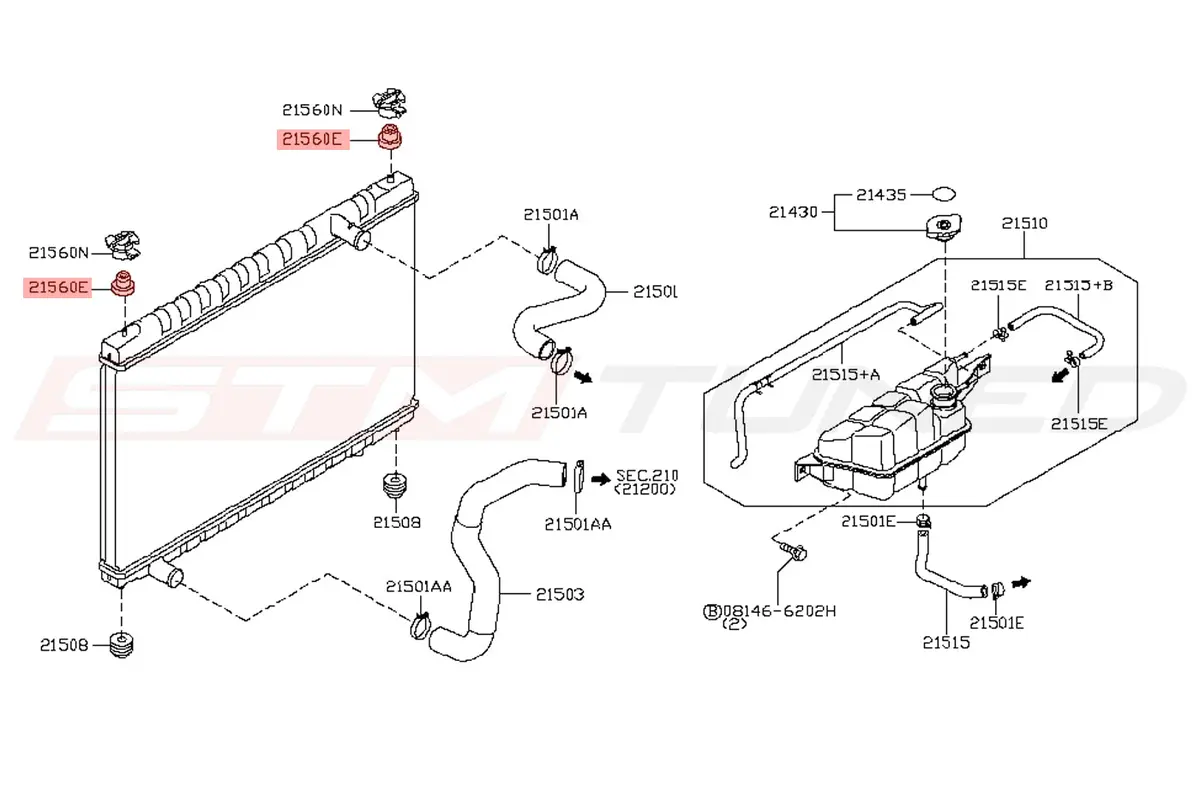 Nissan Oem Radiator Upper Mounting Bushing For R35 Gtr (21506-10V00) 2