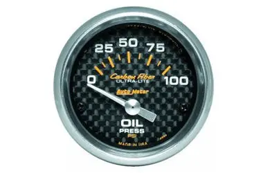 Oil Pressure: 0-100 Psi - Carbon Fiber Air-Core Gauge (2 1/16") 1