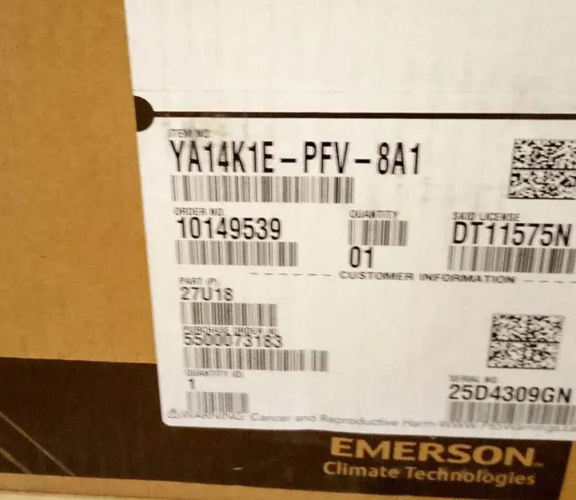 Copeland Ya14k1e-Pfv-8A1 Scroll Compressor 15,050 Btu 208-230V/1Ph/60Hz R-454B 1