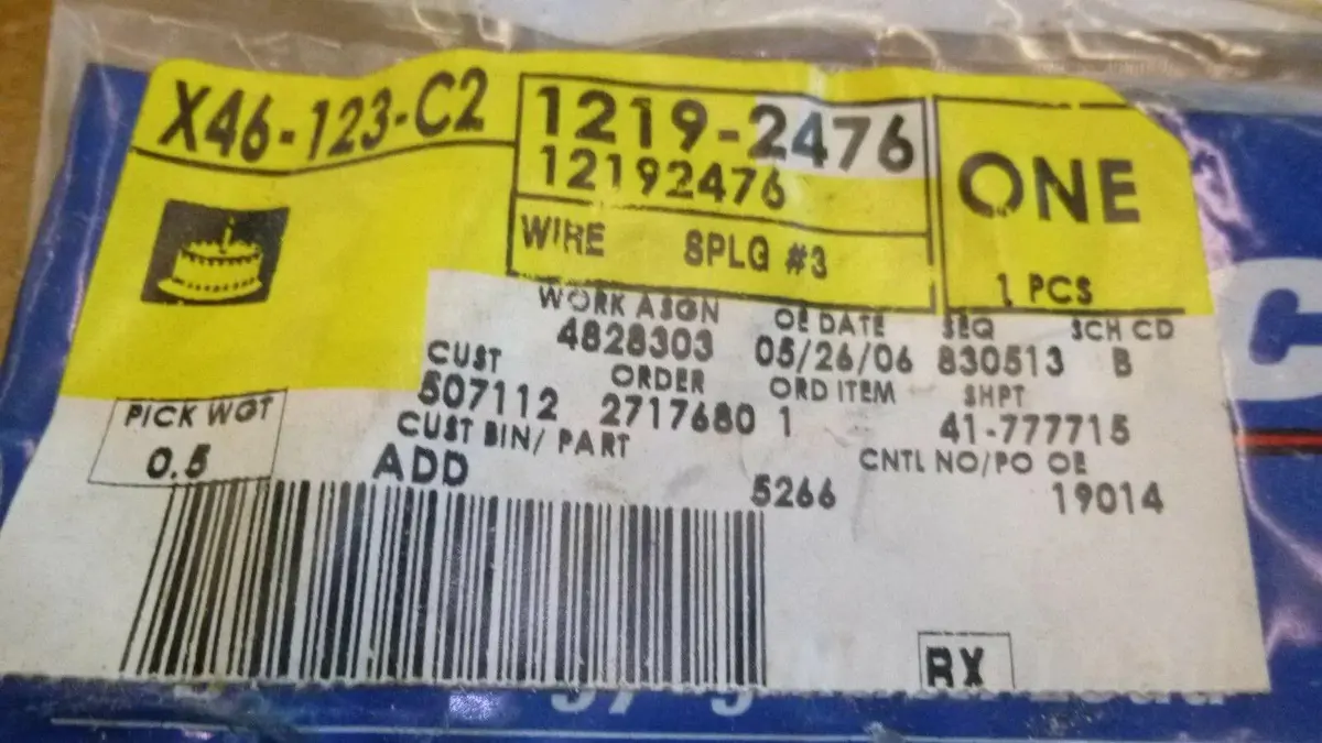 Gm 12192476 Spark Plug Wire Part Factory Oem 1