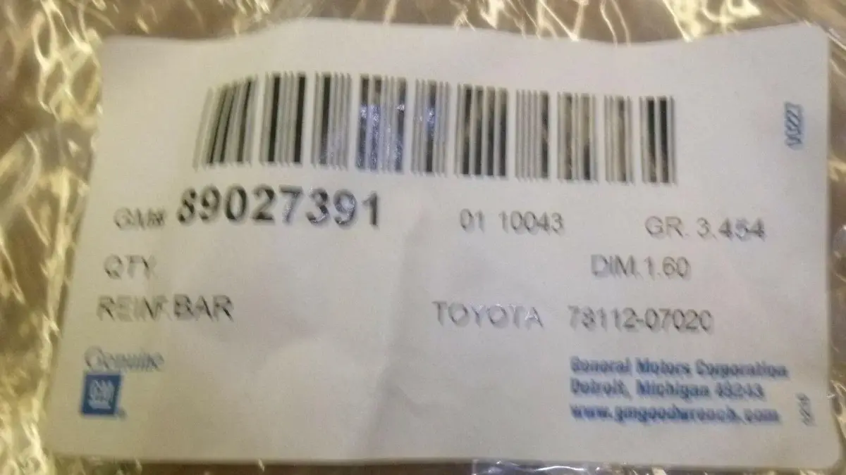 Gm Reinforcement Bar For Toyota 78112-07020 1