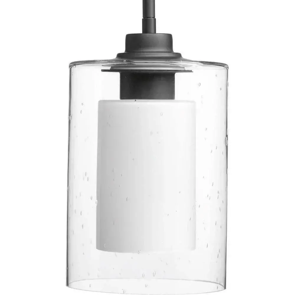 Progress Lighting 1-Light Graphite Mini Pendant With Double Glass Cylinder Shade 1