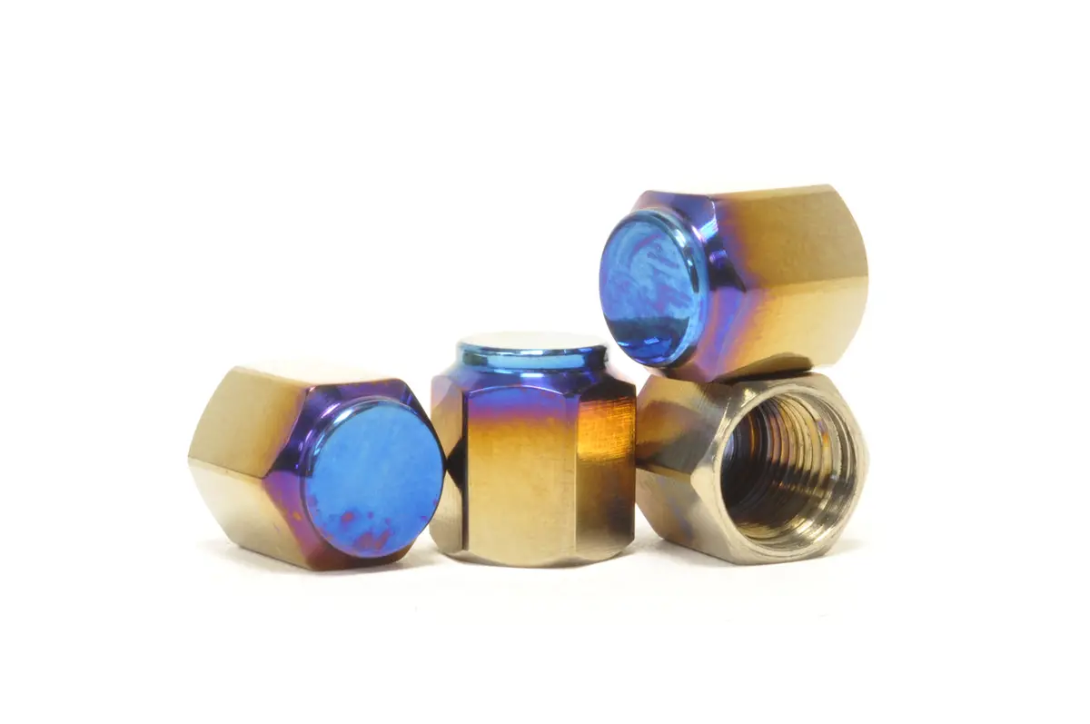Stm Titanium Valve Stem Caps Burned Blue (Set Of 4) 1