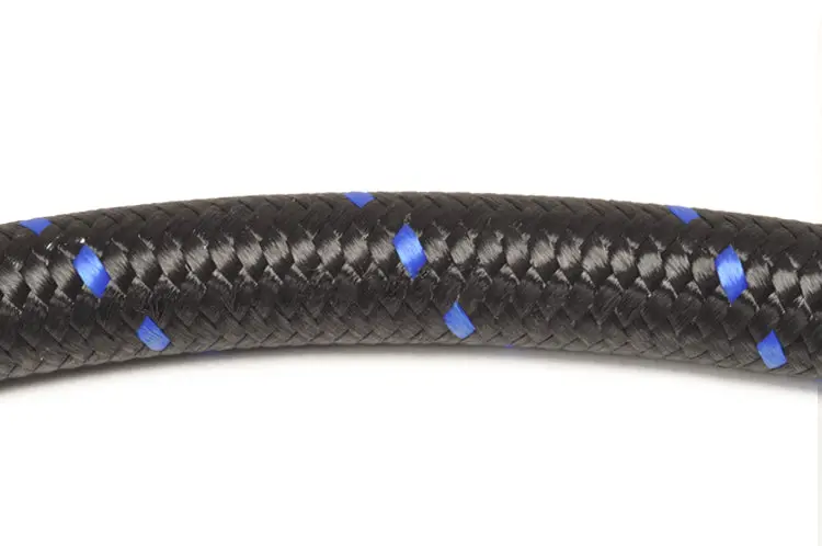 Vibrant Black/Blue Nylon Braided Flex Hose 1