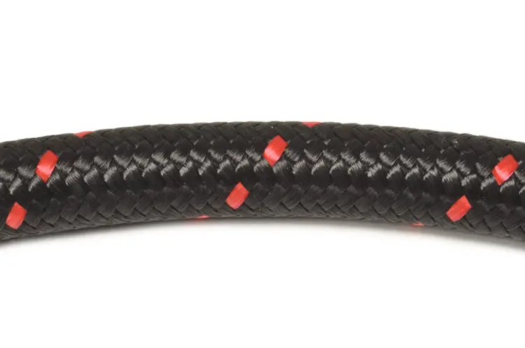 Vibrant Black/Red Nylon Braided Flex Hose 1